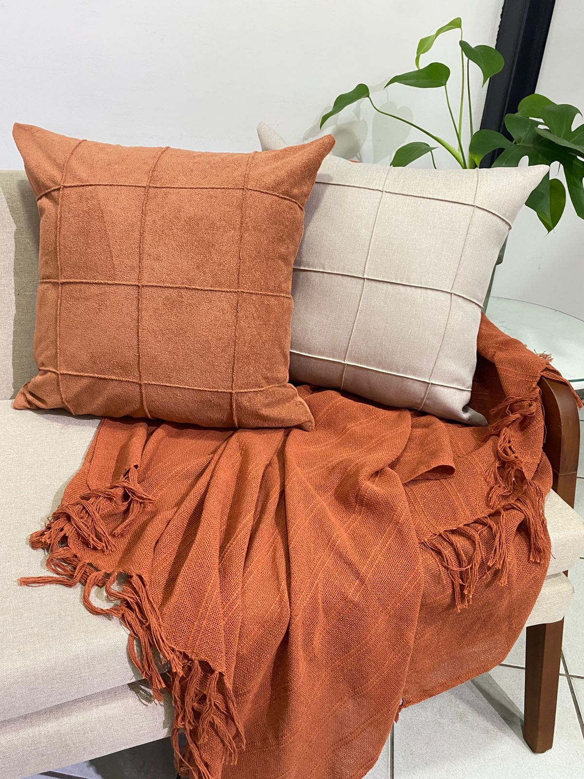 Kit 2 Capas em Linho e Bouclê - Jasmim